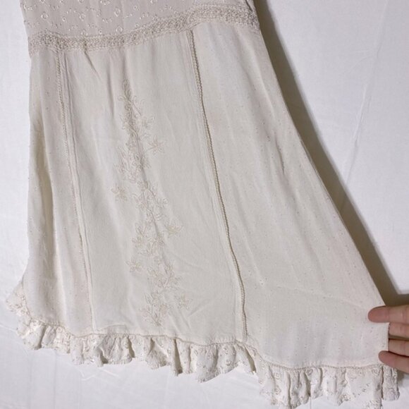 Vintage Y2K Meadow Lane Cream Embroidered Babydoll Spaghetti Strap Tank Top M - Picture 8 of 13